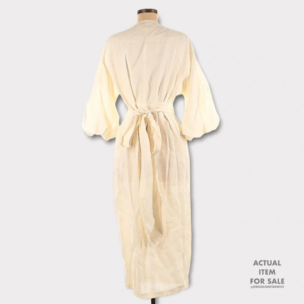 MARA HOFFMAN Francesca Hemp White Wrap Midi Dress_7